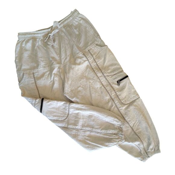 Khaki Cotton Cargo Drop Crotch Harem Unisex Capri Pants *Fits like Med- Large - Picture 7 of 12